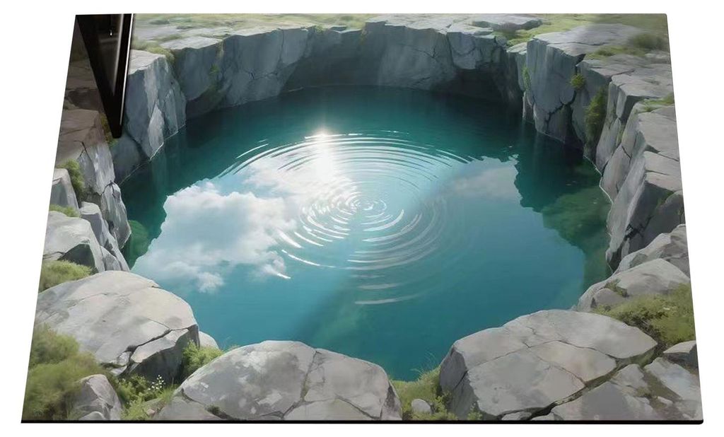 3D-Fußmatte mit optischer Täuschung, realistischem Lochmuster und rutschfester Unterseite für Eingangsbereich, Küche, Bad und Zuhause.