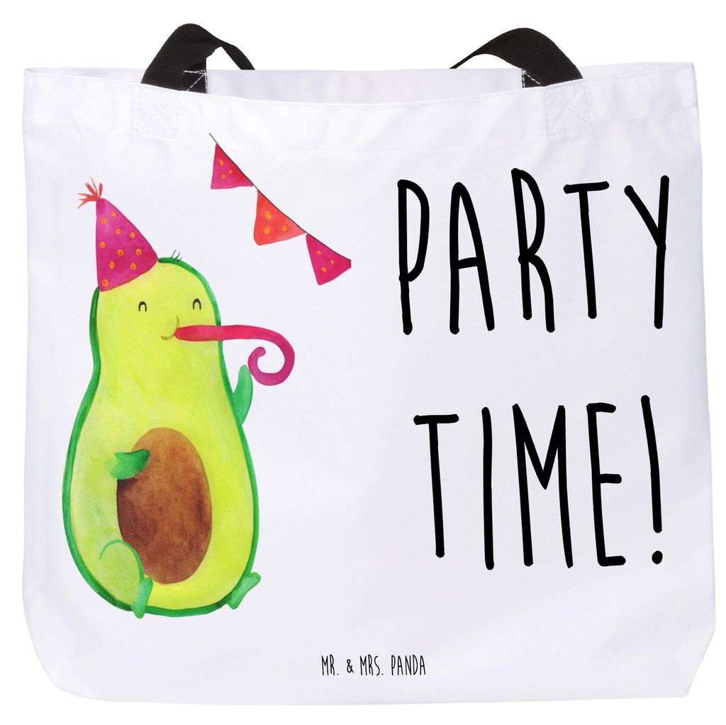 Mr. & Mrs. Panda Stoffbeutel Avocado Party Zeit - Weiß - Geschenk, Reisetasche, Laptoptasche, Feier, Tasche, Schulabschluss, Geburtstag, Happy Bir...