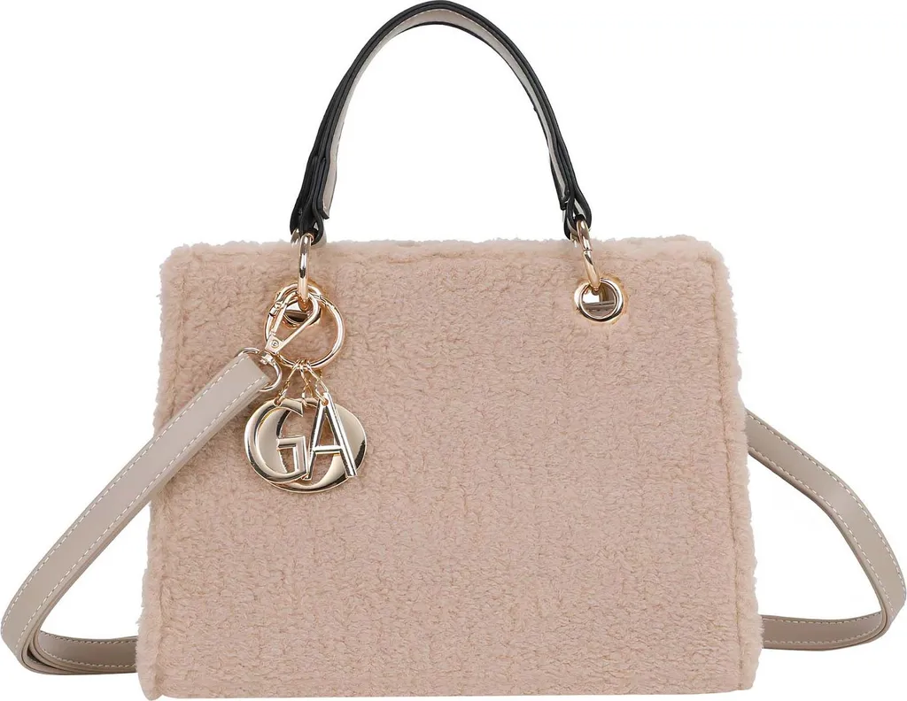 Sac à main femme taupe léger et spacieux avec bandoulière dorée