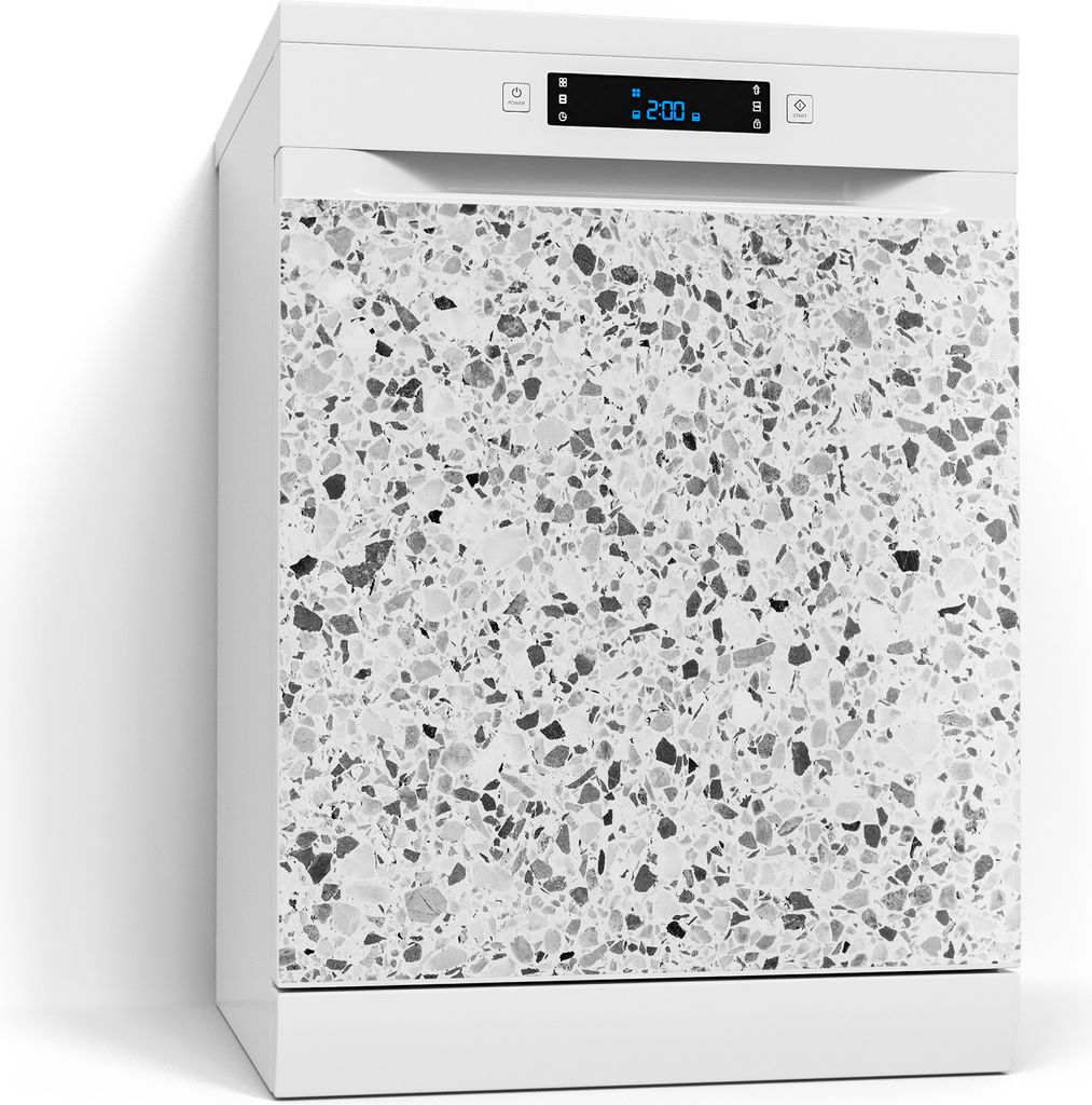 DEQORI Magnetmatte Spülmaschine beschreibbar 60x60 cm 'Grauer Terrazzo' Magnetfolie