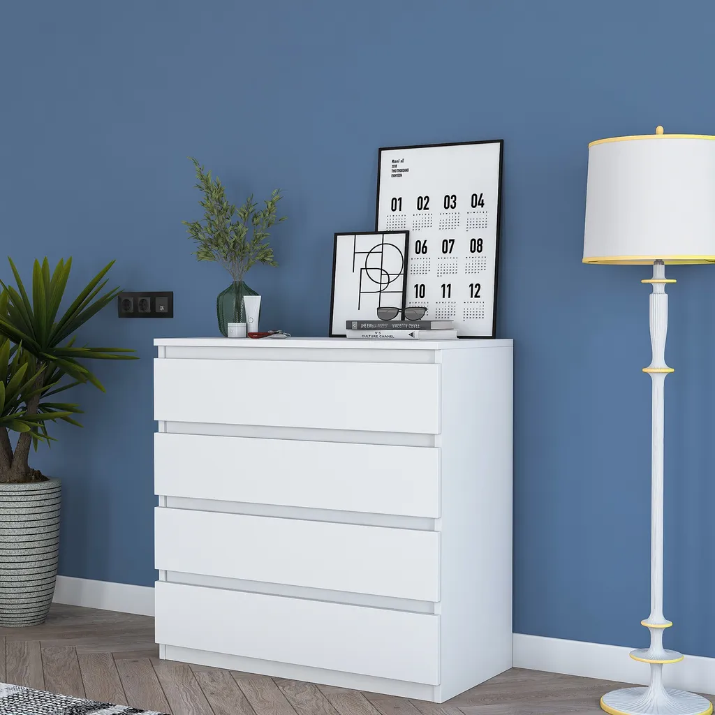 Commode en mélaminé E1 résistant blanc Skye Decor 80x47x97.8 cm - 2