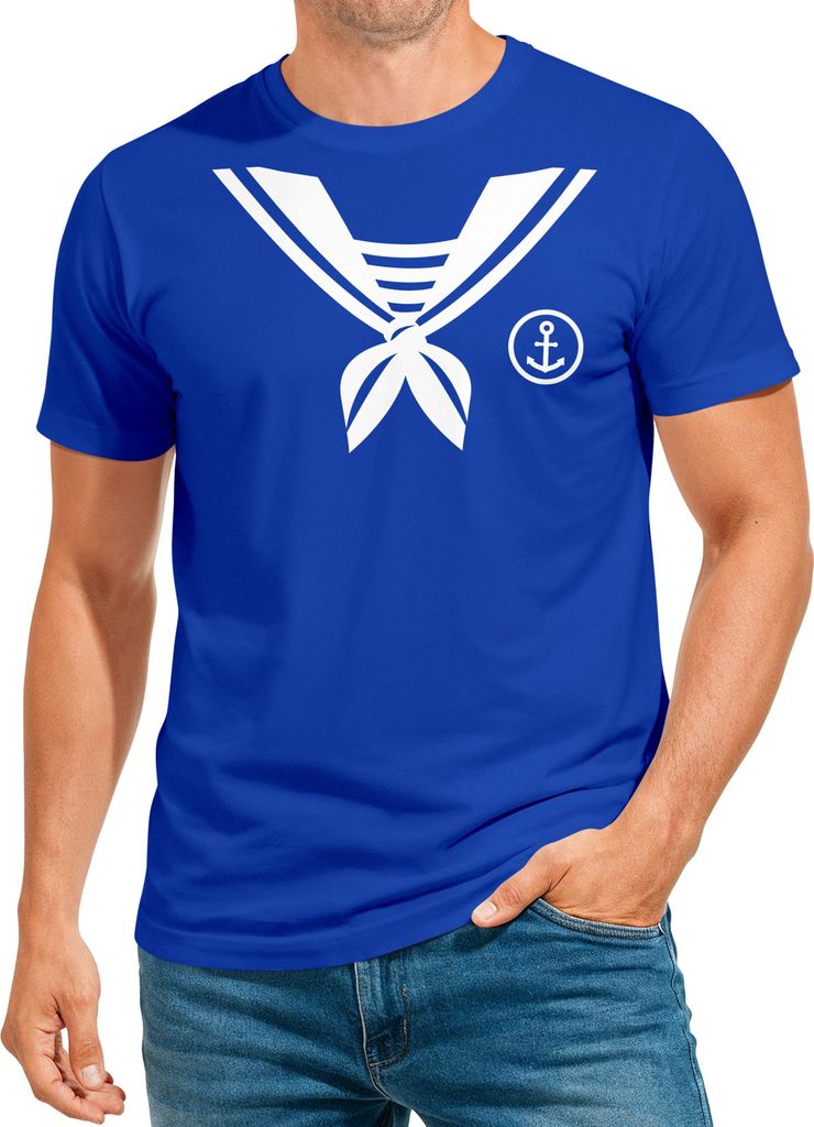 Herren T-Shirt Matrose Sailor Last Minute Faschingskostüme Männer Faschingsshirt Verkleidung Karneval Fastnacht Moonworks
