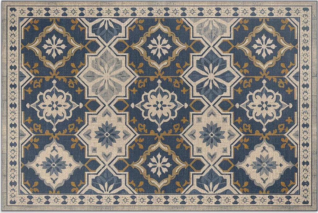 Marokkanische Fliesen elegantes Mosaik – Vinylteppich – 100x150 cm – Outdoor Teppich – Terrasse – Wetterfest – Modern