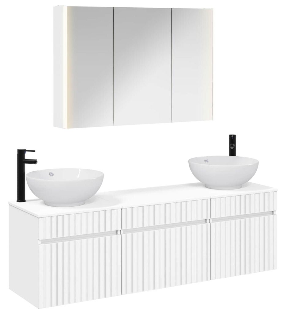 vidaXL Badezimmerschrank-Set 4 pcs Weiß 103,5 x 15,5 x 70 cm