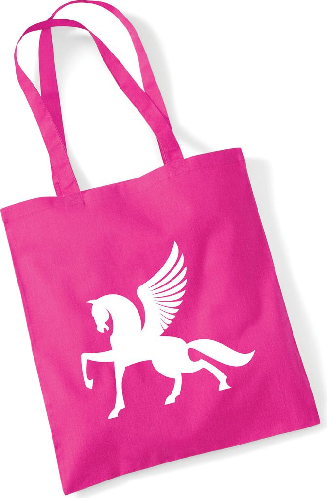 Huuraa Jutebeutel Pegasus Silhouette 10 Liter Fuchsia Baumwolle Tasche Geschenkidee