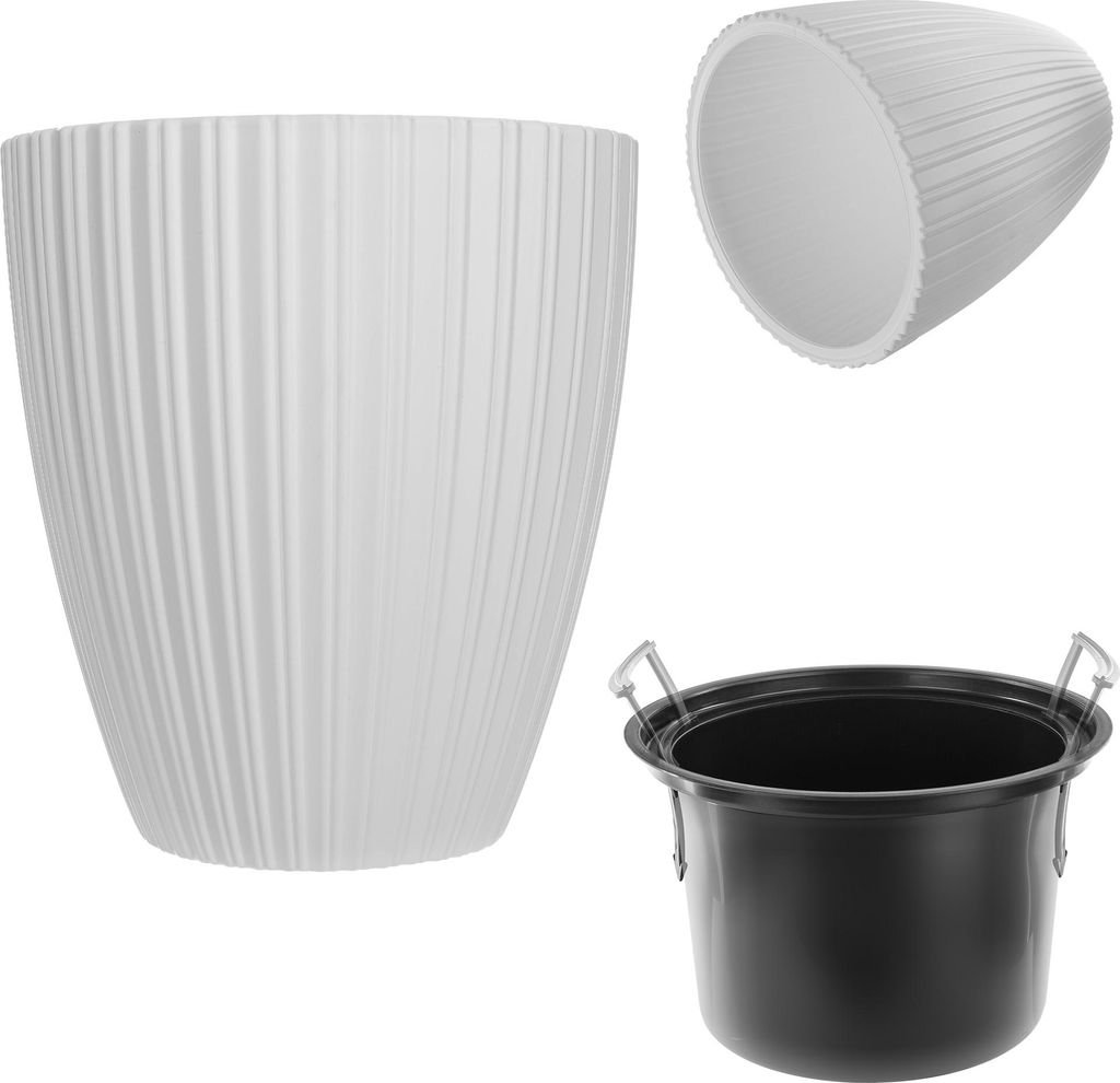 KADAX Blumentopf Blumentopf 30cm Abdeckung mit Einsatz Blumenständer Kunststoff weiß