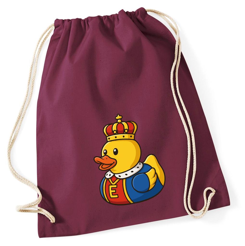 Huuraa Turnbeutel Quietscheente König Gummiente King 12 Liter Burgundy Baumwolle Rucksack Geschenkidee
