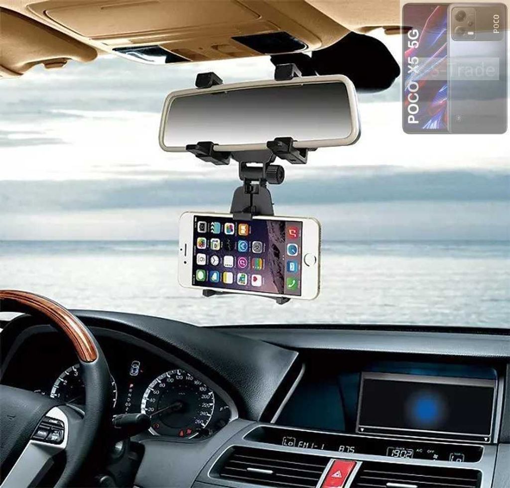 K-S-Trade Smartphone Halterung kompatibel mit POCO X5 5G Rückspiegel Halterung schwarz Auto Halterung KFZ Halter