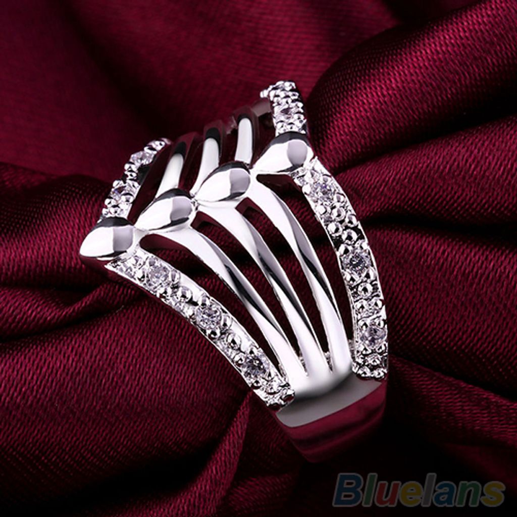 Herren Damen Multilayer Hohl versilbert Hochzeit Party CZ Ehering