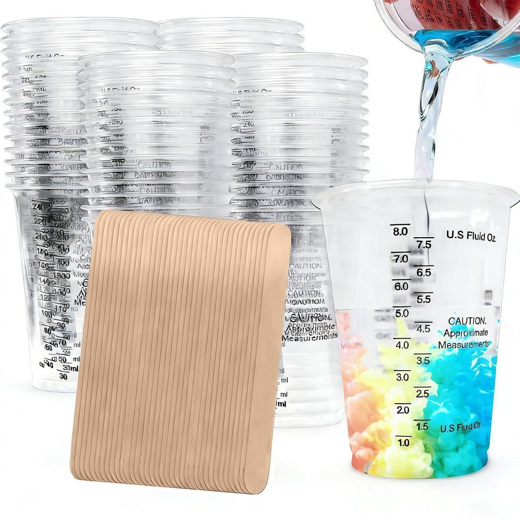 Set di becher in plastica per resina epossidica, 50 pezzi, Immagine del prodotto 