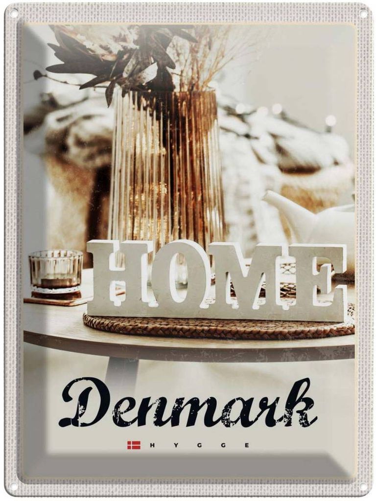 vianmo Blechschild 40x30 cm Dänemark Wohnungration weiß Home Bildmotiv Reisemotiv Abenteuer Reisen Europa Urlaub