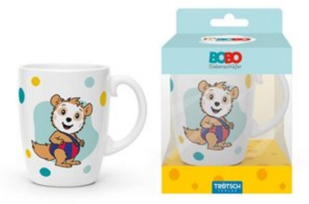 Trötsch Bobo Siebenschläfer Kindertasse blau Geschenktasse Produktbild 