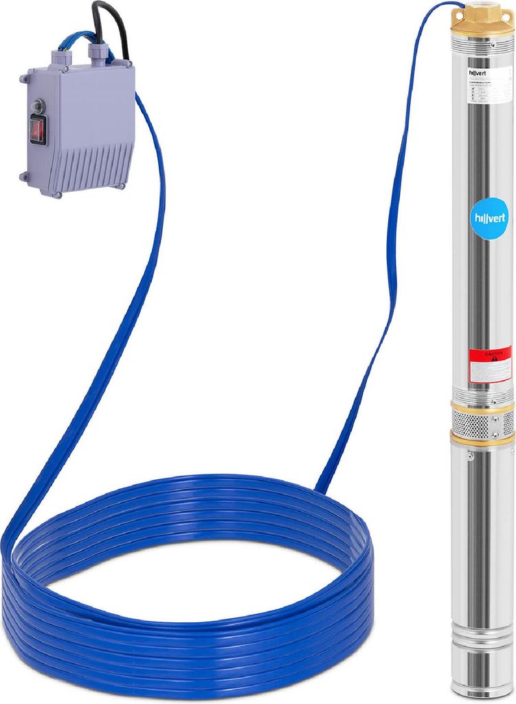 Expondo hillvert Brunnenpumpe - 95 mm / 3,75'' - 6000 l/h - 1100 W - 20 m Kabel / 102 m Förderhöhe - Edelstahl