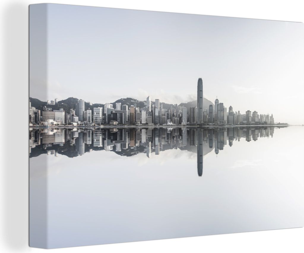 OneMillionCanvasses - Leinwandbilder - 140x90 cm, Hong - Kong - Wasser - Skyline, Wandbilder Kunstdruck Wanddekoration - Foto auf Leinwand - Gem...