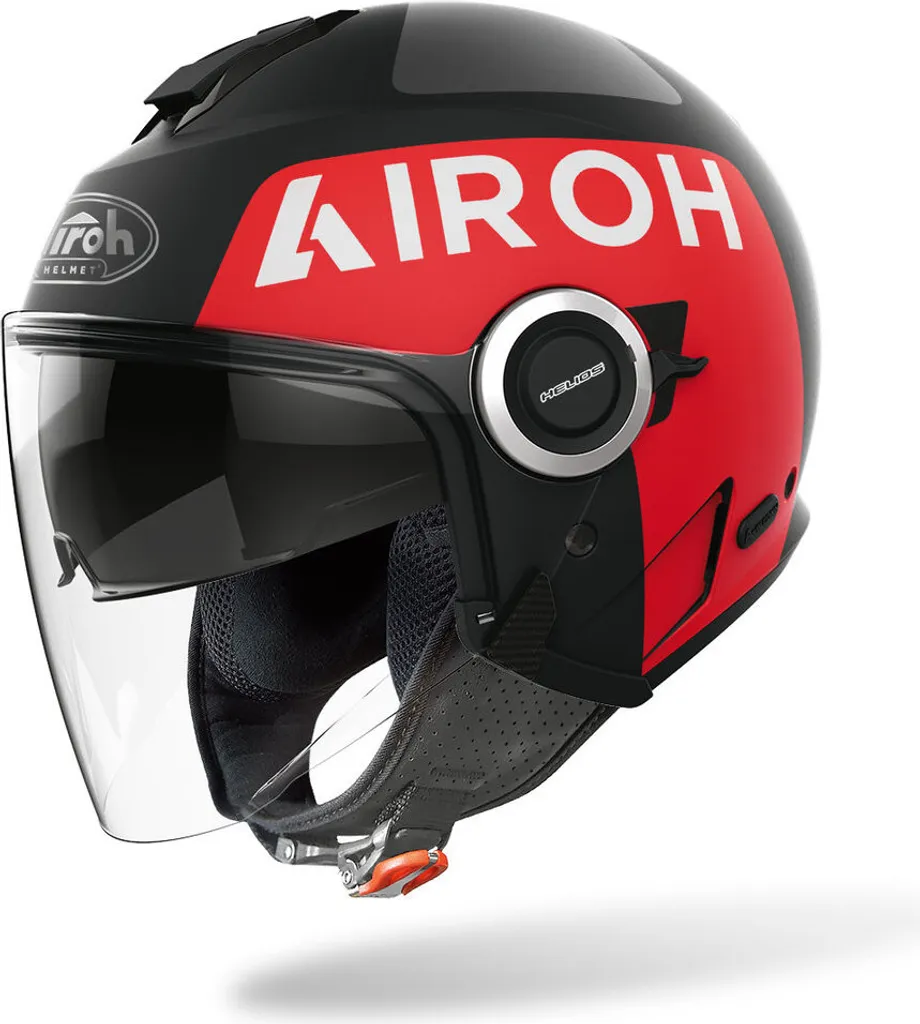 Casque jet Airoh Helios Up Noir Mat et Rouge Taille XS 53-54 cm
