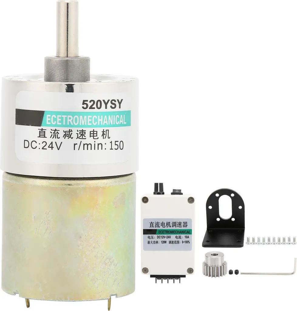 Motoréducteur CC 24V 150 RPM réversible pour automatisme industriel