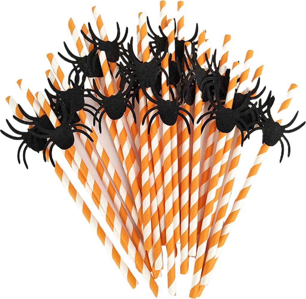 25pcs/Set Flexible Stroh, auf Augenhilfe Dekorative Halloween-Schädel Batman Spinnenstroh für den täglichen Gebrauch-Spinne