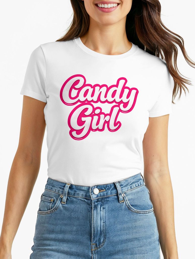 Damen T-Shirt - Candygirl - Fasching Karneval Kostüm-Ersatz Verkleidung Last Minute Kostüm Funshirt Moonworks