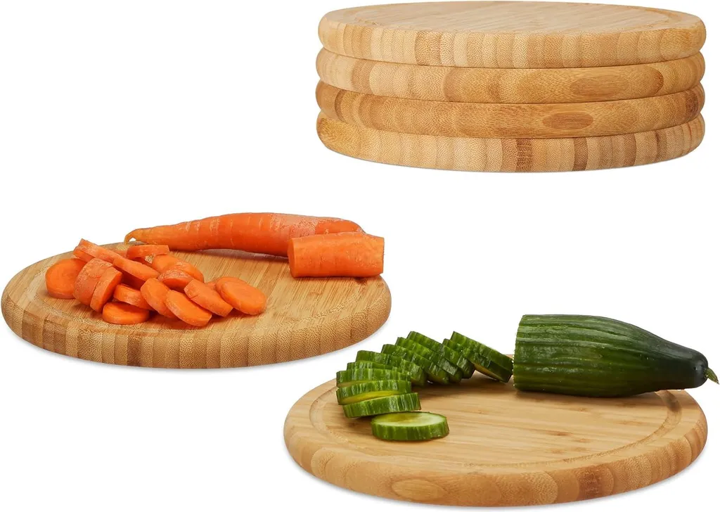 Prezzo Stock: 12 Taglieri Relaxdays 30cm Bambù - Set Risparmio Pizza