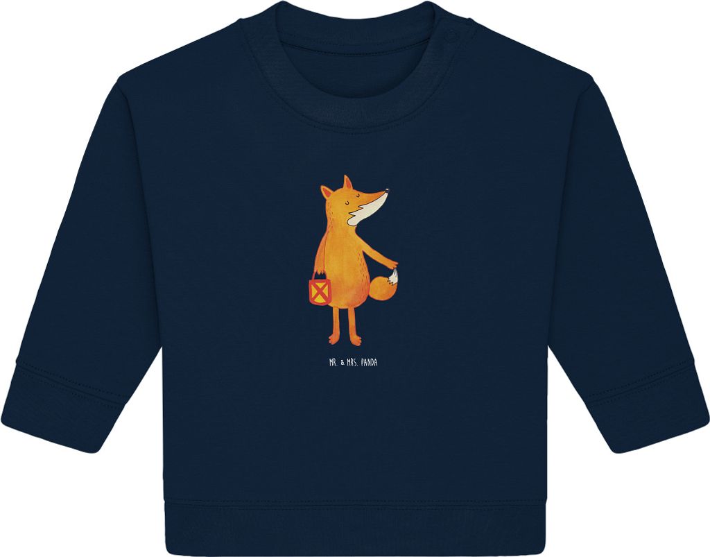 Mr. & Mrs. Panda Organic Baby Pullover Fuchs Laterne 24. - 36. Monat - French Navy - Geschenk, Spruch Trösten, Selbstbewusst, Sankt Martin, Bullover