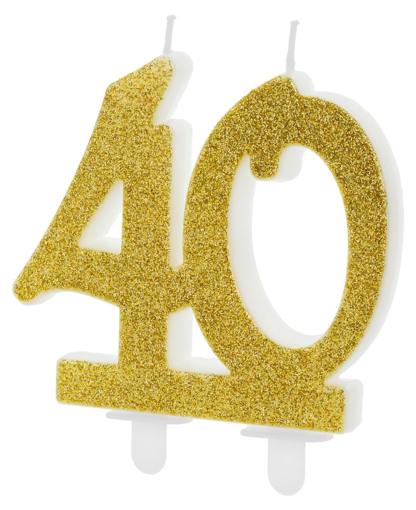Świeczka urodzinowa '40', czterdziestka, złota, 7.5 cm Zdjęcie produktu 