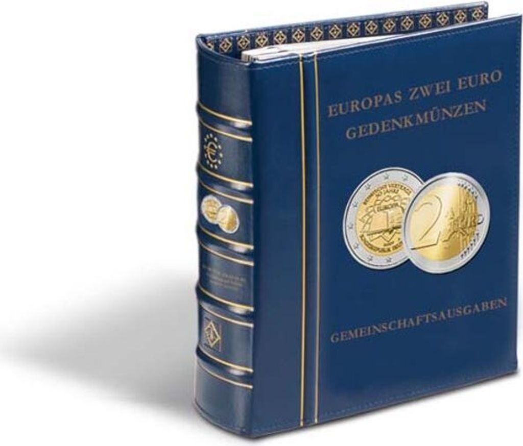 Münzalbum Classic-OPTIMA,Europas 2-Euro-Gemeinschaftsausgaben, inkl.Schutzkassette, blau