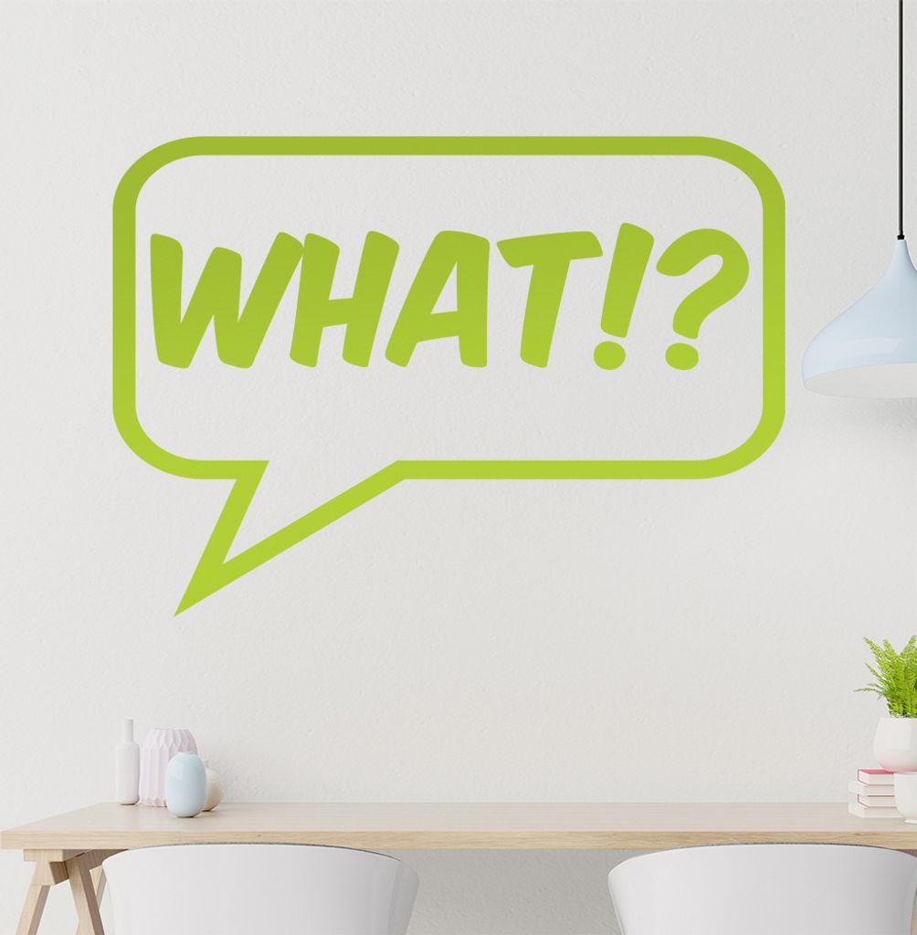 What!? Wandtattoo in 6 Größen - Wandaufkleber Wall Sticker - Dekoration, Küche, Wohnzimmer, Schlafzimmer, Badezimmer