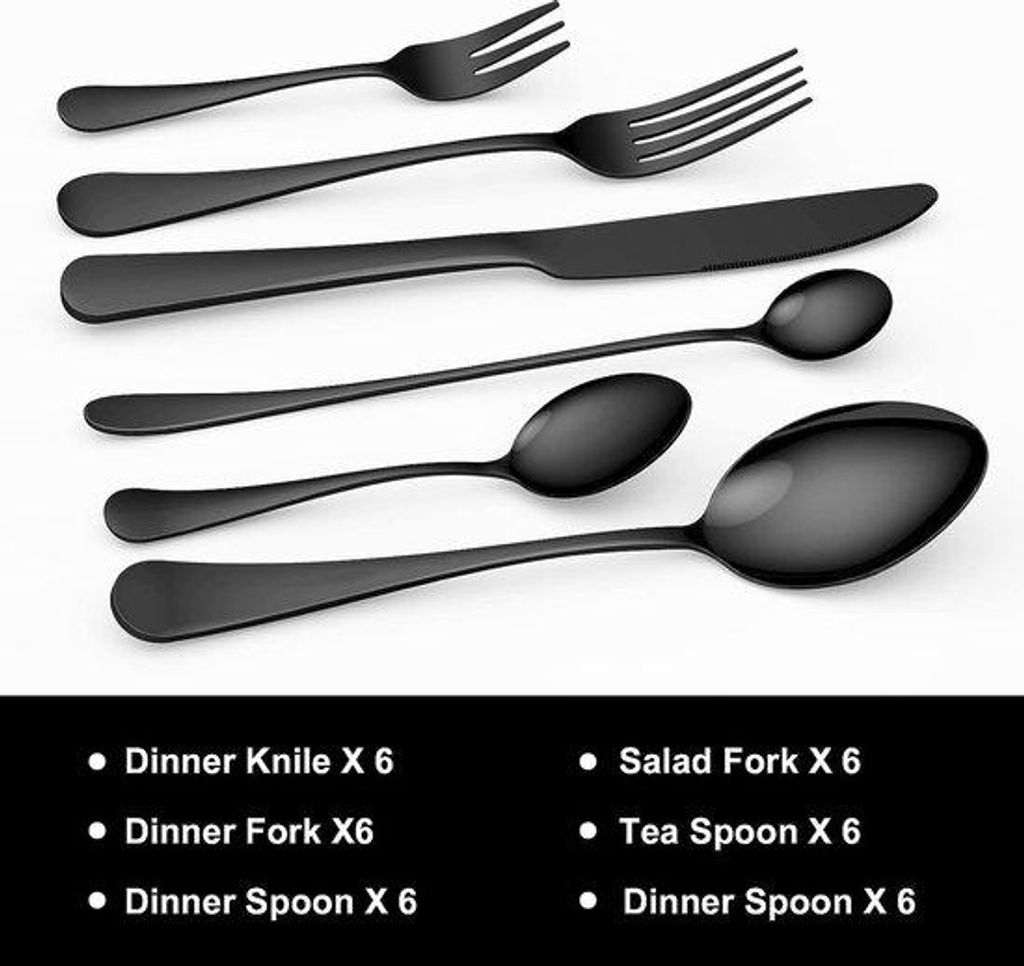 Famanu Besteckset 36-teilig für 6 Personen - Schwarz Produktbild 