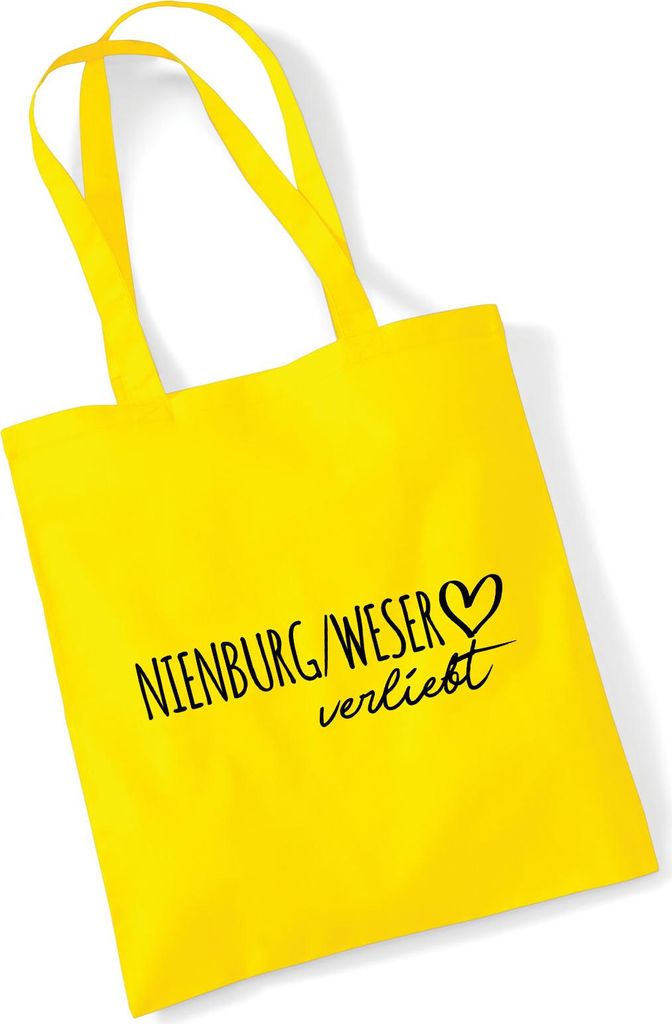 Huuraa Jutebeutel Nienburg/Weser verliebt 10 Liter Yellow Baumwolle Tasche Geschenkidee