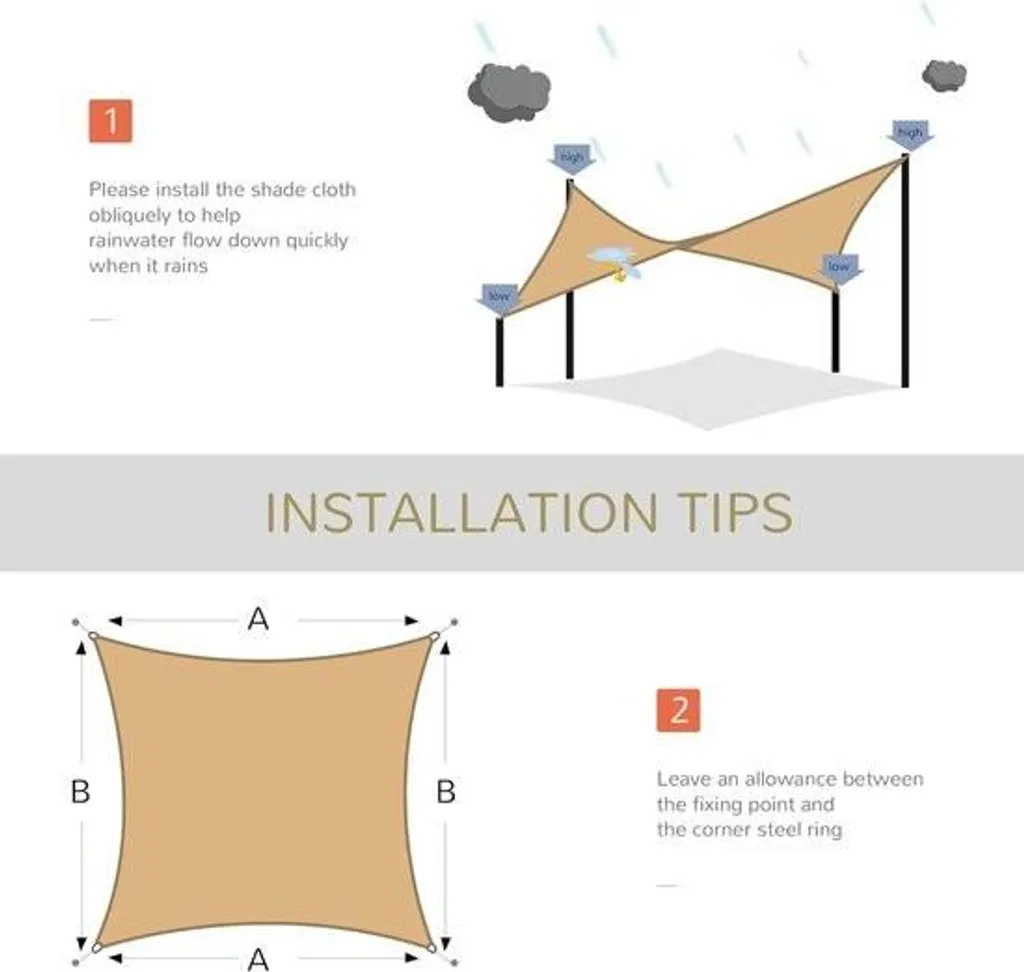 Store imperméable de terrasse 2x3m - Voile d'ombrage résistant Kaki - 5