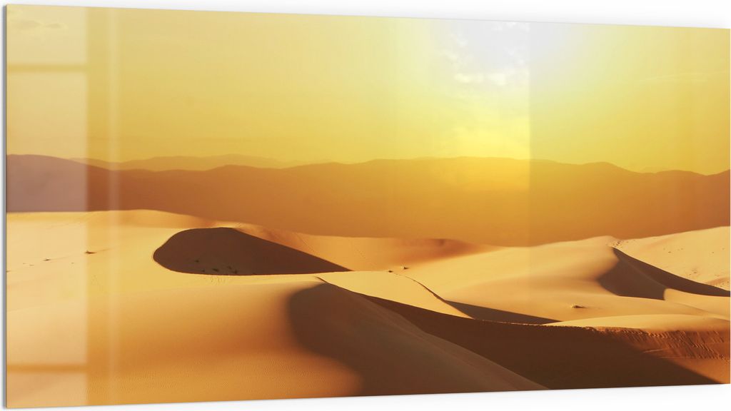DEQORI Küchenrückwand Glas 100x50 cm 'Goldene Stille' Spritzschutz Bad Rückwand Küche