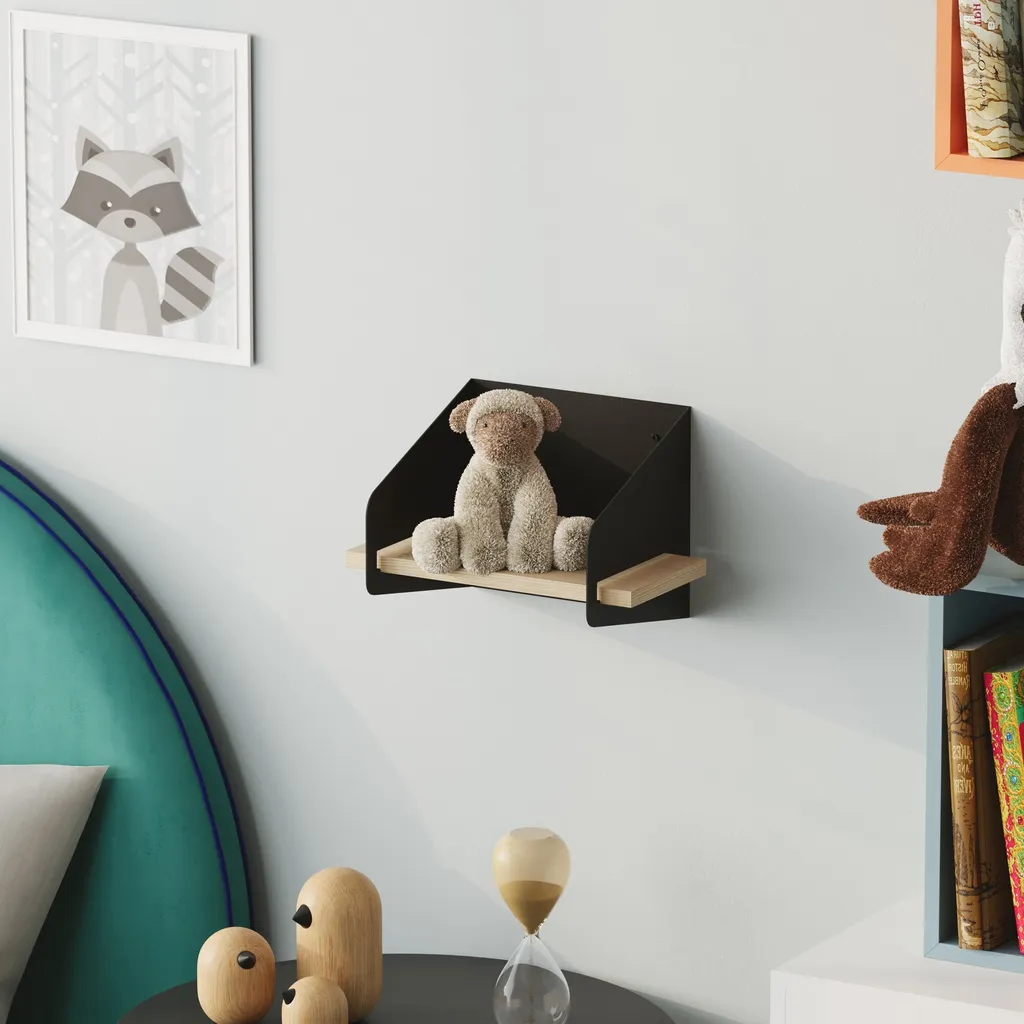 Mensola a Muro Nera Skye Decor - 100% Legno Massiccio Robusta