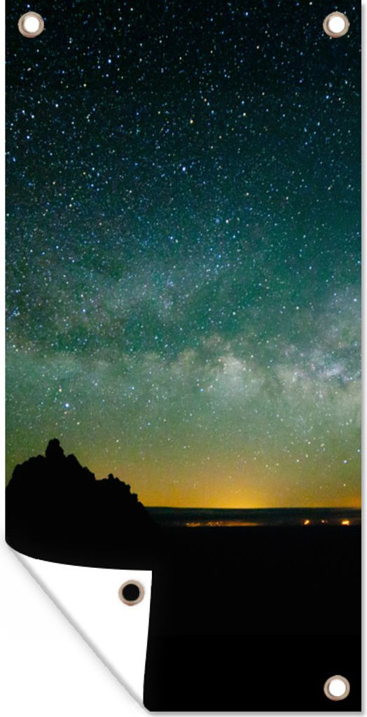 MuchoWow 30x60 cm Outdoor-Poster Gartendeko Sichtschutz Garten Poster für den Garten Universum - Sternenhimmel - Grün - Jungen - Mädchen - Kinder
