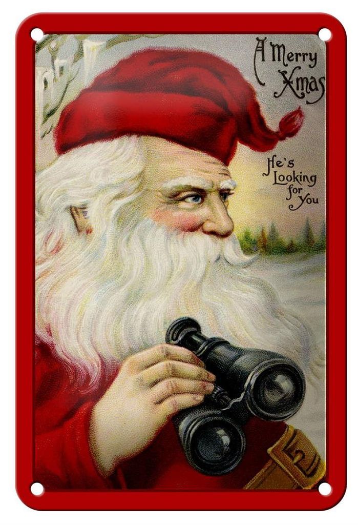 Blechschild Weihnachten Schnee Winter Santa Claus 12x18cm Schild