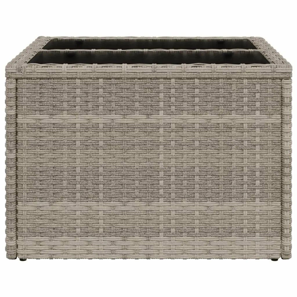 Tavolo da giardino con piano in vetro grigio chiaro 55x55x37 cm in poly rattan - 5