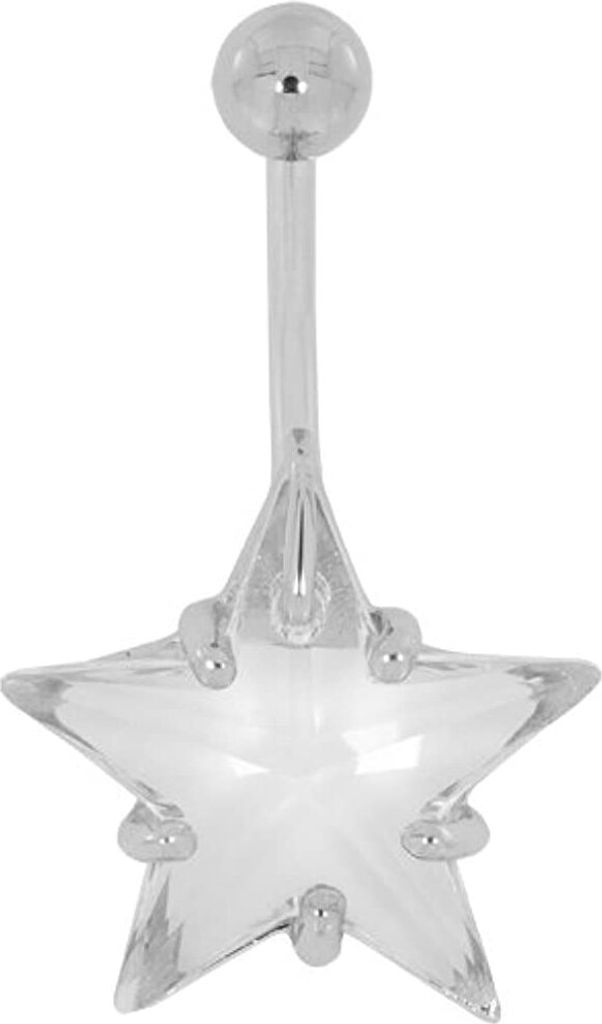 Karisma Bauchnabel Silber Piercing Stern Mit Kristall Elements - Weiss