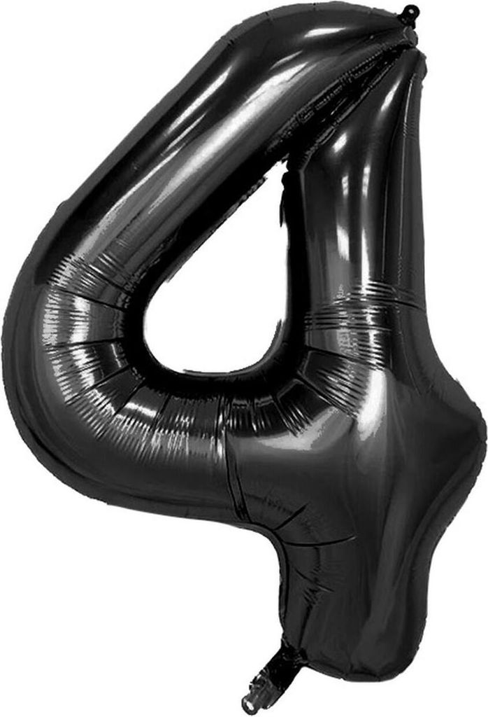 Folienballon Zahl 4, ca. 100 cm, schwarz