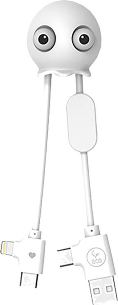 XOOPAR, USB-A auf Micro-USB & Lightning Kabel JELLY 2A 10cm Schlüsselanhänger, Weiß