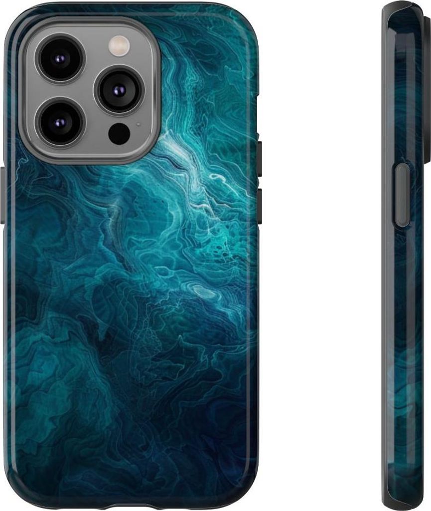 Mystische blaue und türkisfarbene Wirbel – Hülle Kompatibel mit iPhone 14 Pro