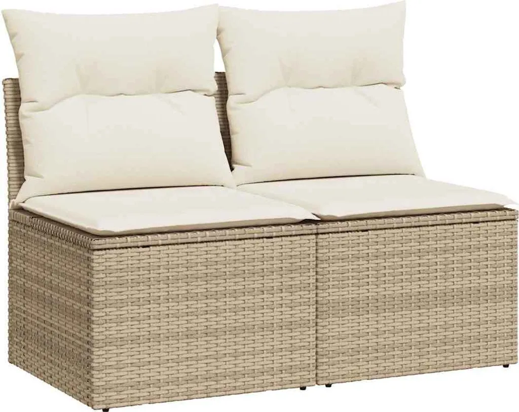 Set Divano Esterno vidaXL 2 Pz | Poly Rattan Beige e Acacia Robusta