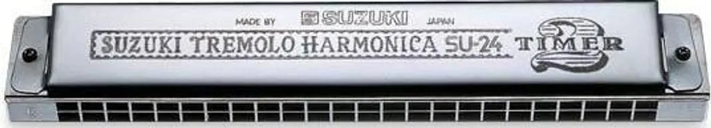 Suzuki SU-24 Twotimer Harmonica avec Lames en Bronze et Capot Inox
