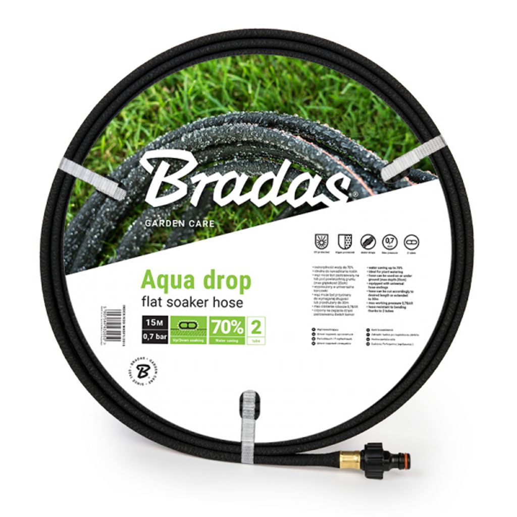 BRADAS Tuyau d'arrosage 15m 1/2" AQUA-DROP FLAT Image du produit 