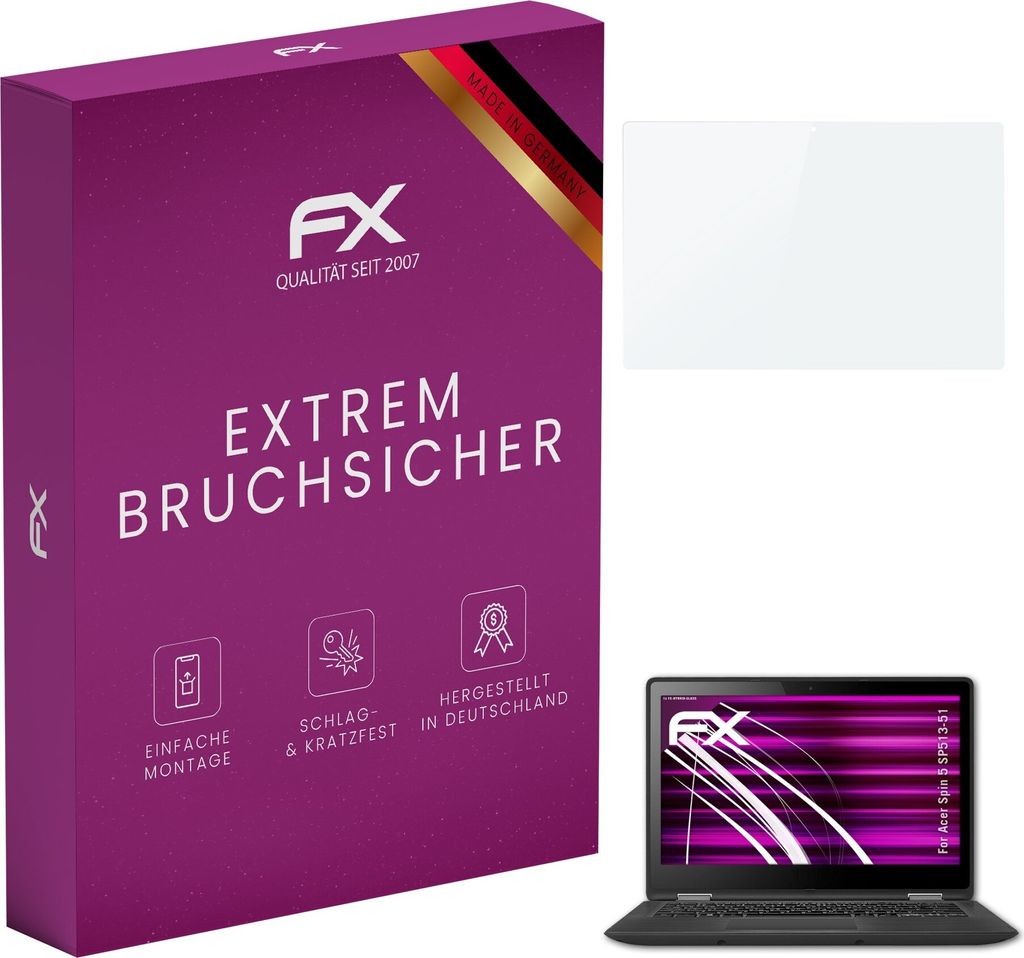 atFoliX FX-Hybrid-Glass Displayfolie kompatibel mit Acer Spin 5 SP513-51 Glasfolie