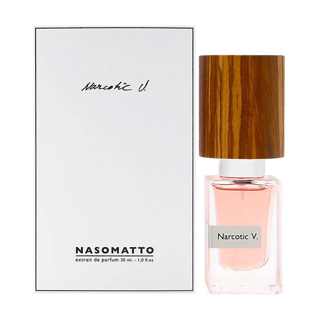 A perfume bottle and its box are displayed against a white background.
