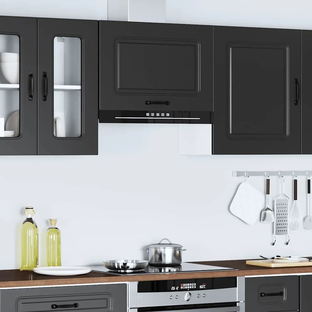 Parete Cucina Kalmar Nera: Mobile Componibile Legno Alta Qualità - 4