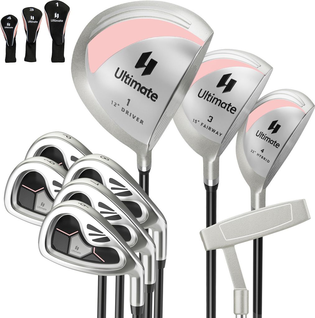 COSTWAY komplettes Damen Golfschläger Set, 9 teilige Golfschlägersätze rechtshändig mit Regenhaube