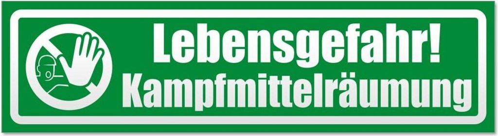 Kiwistar Lebensgefahr! Kampfmittelräumung invertiert Magnetschild Schild magnetisch - 60cm Grün - Magnetfolie für Auto PKW Kfz