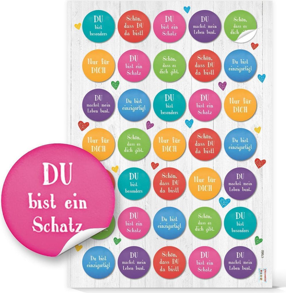 Logbuch-Verlag 140 bunte Aufkleber Sprüche Motivation Glück Liebe - zum Basteln Scrapbooking Verzieren von Geschenken Geschenkverpackung Geburtst...