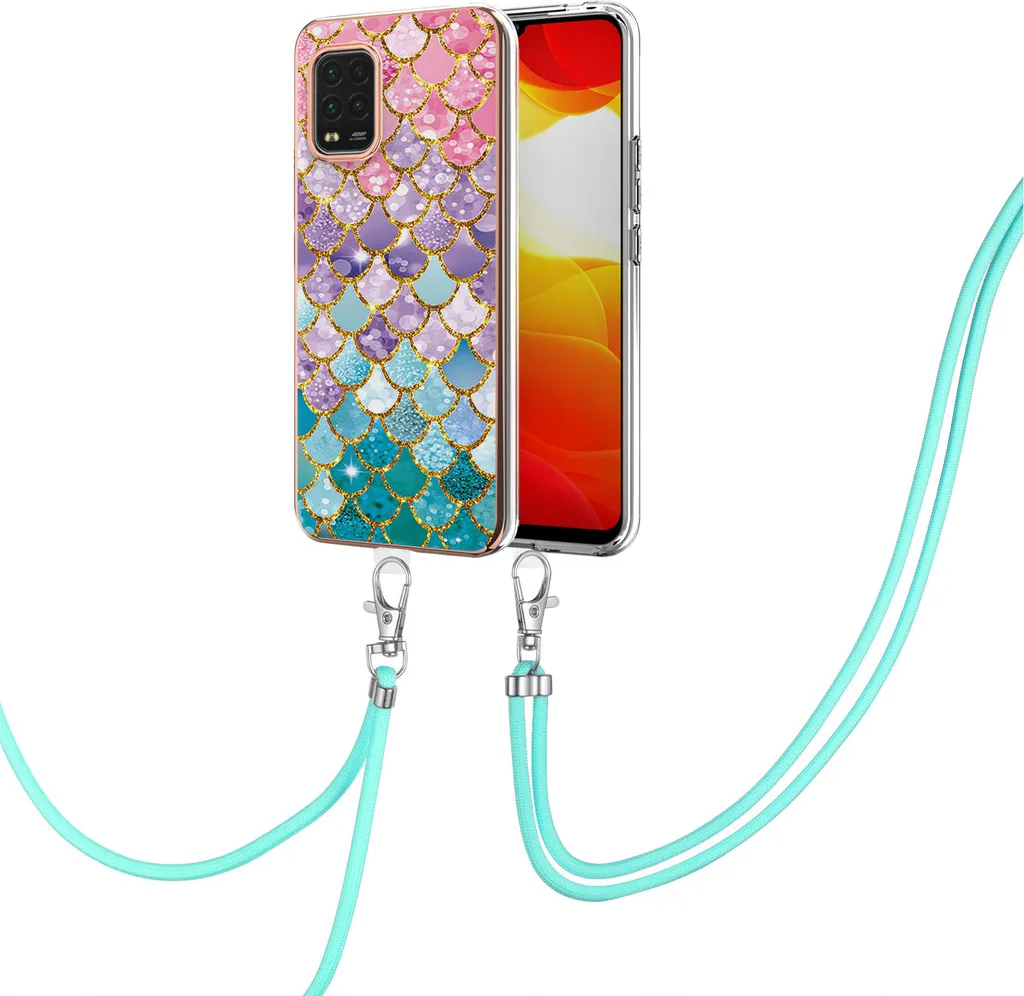 OneFlow Custodia A Tracolla Per Xiaomi Mi A2 Lite, Silicone Trasparente Con Cordino Intercambiabile E Regolabile, Protezione 360°, Oro Rosa