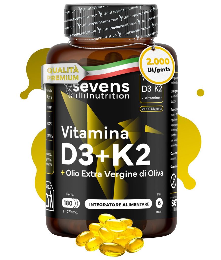 Capsule di vitamina D3 e K2 da 4000 UI con MK7, 180 capsule Immagine del prodotto 